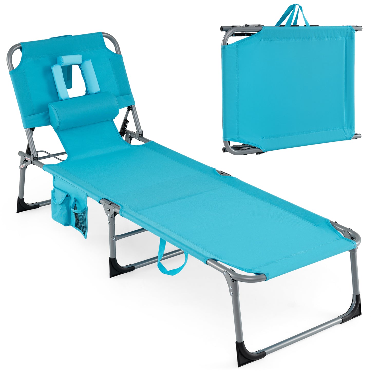 Chaise longue de plage avec trou pour le visage, pour l'extérieur au bord de la piscine