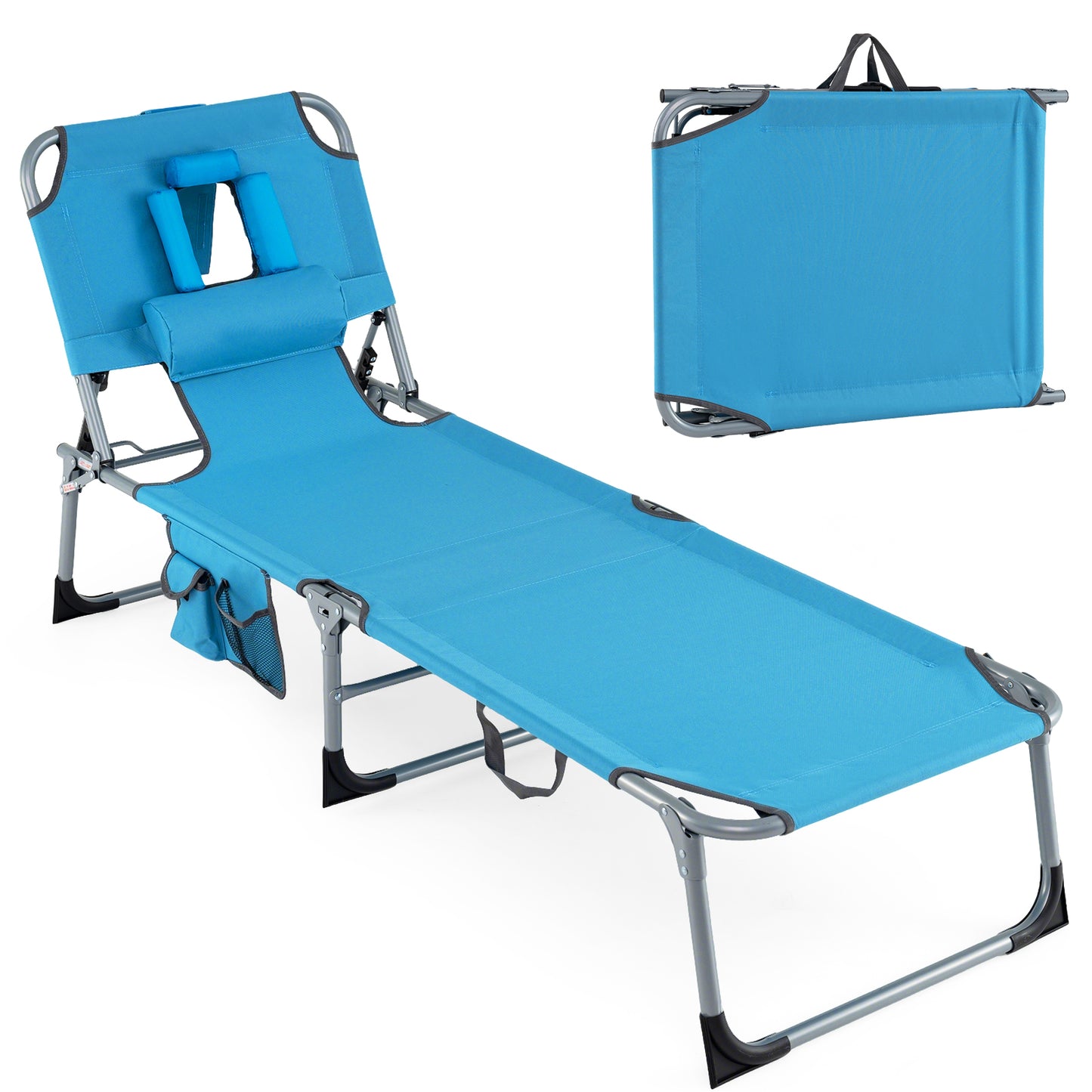 Chaise longue de plage avec trou pour le visage, pour l'extérieur au bord de la piscine