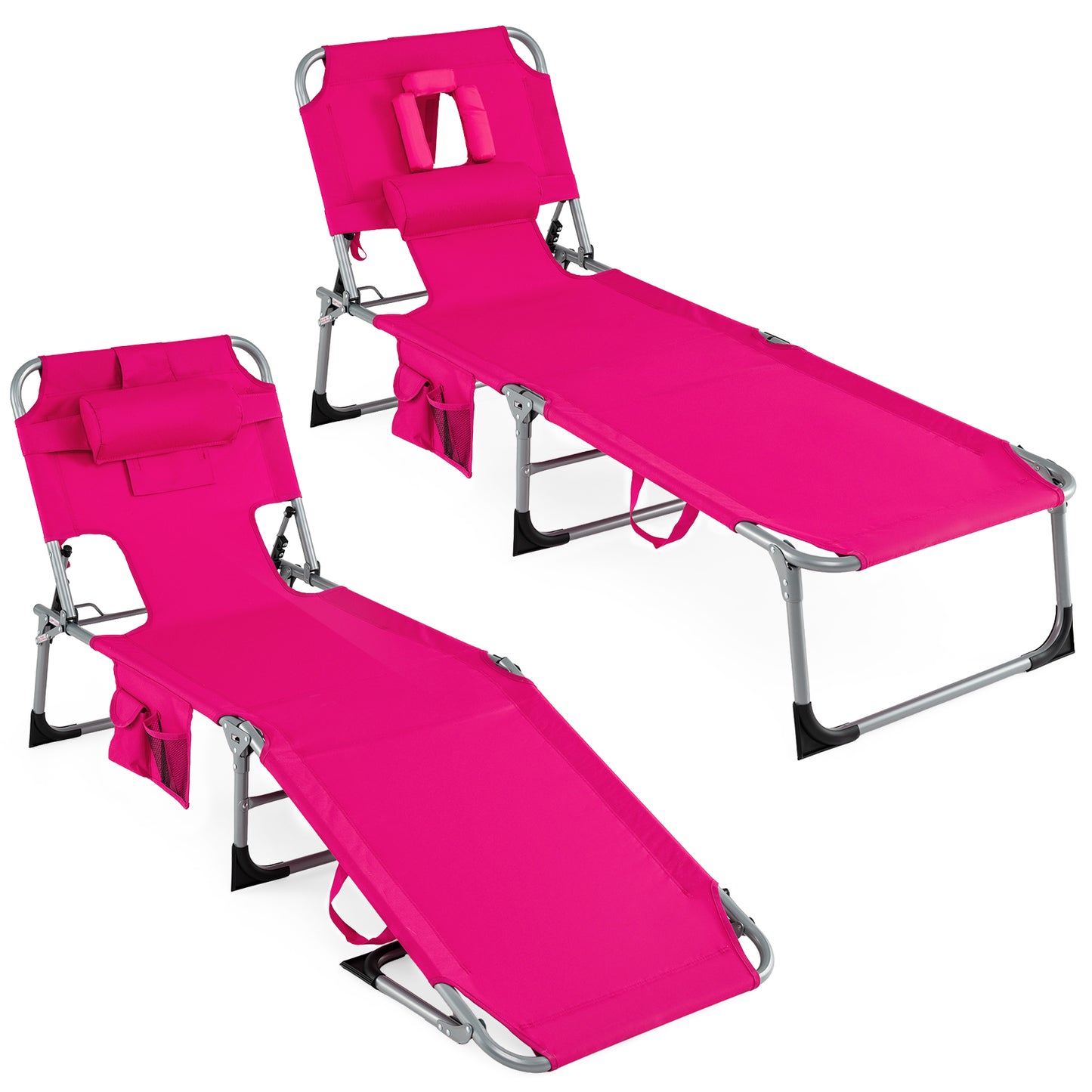Chaise longue de plage avec trou pour le visage, pour l'extérieur au bord de la piscine