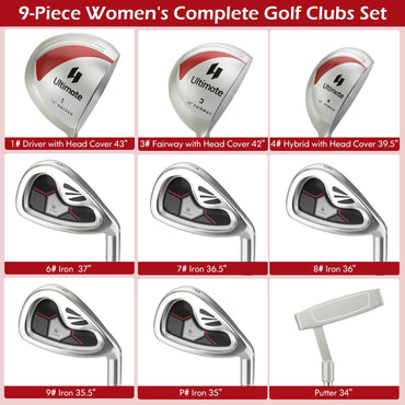 Tangkula Ensemble complet de 10 clubs de golf pour femme, main droite