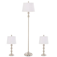 Tangkula 3-Piece Lamp Set, Floor Lamp and Table Lamp Combo Set with Metal Base and Fabric Shades