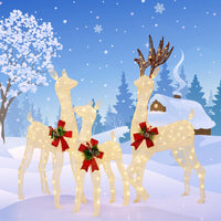 Tangkula 3 Pieces Lighted Christmas Reindeer Family, Xmas Lighted Deer Decoration with 230 Warm White LED Lights