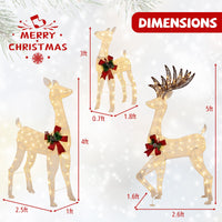 Tangkula 3 Pieces Lighted Christmas Reindeer Family, Xmas Lighted Deer Decoration with 230 Warm White LED Lights