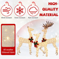 Tangkula 3 Pieces Lighted Christmas Reindeer Family, Xmas Lighted Deer Decoration with 230 Warm White LED Lights