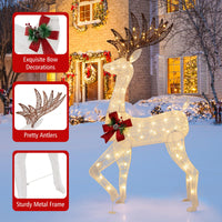 Tangkula 3 Pieces Lighted Christmas Reindeer Family, Xmas Lighted Deer Decoration with 230 Warm White LED Lights