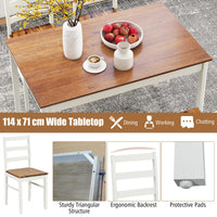 Tangkula 5-Piece Dining Table Set for 4, Farmhouse Solid Wood Dinette Set w/Rubber Wood Legs