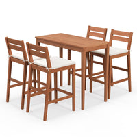 Tangkula Ensemble de Bar d'Extérieur 5 Pièces en Bois d'Eucalyptus