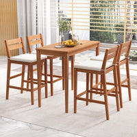Tangkula Ensemble de Bar d'Extérieur 5 Pièces en Bois d'Eucalyptus