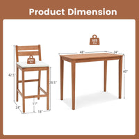 Tangkula Ensemble de Bar d'Extérieur 5 Pièces en Bois d'Eucalyptus