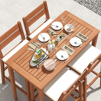 Tangkula Ensemble de Bar d'Extérieur 5 Pièces en Bois d'Eucalyptus