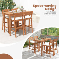 Tangkula Ensemble de Bar d'Extérieur 5 Pièces en Bois d'Eucalyptus