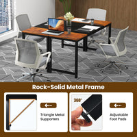 Tangkula 63” x 24” Conference Table, Meeting Table with Metal Frame & Adjustable Foot Pads