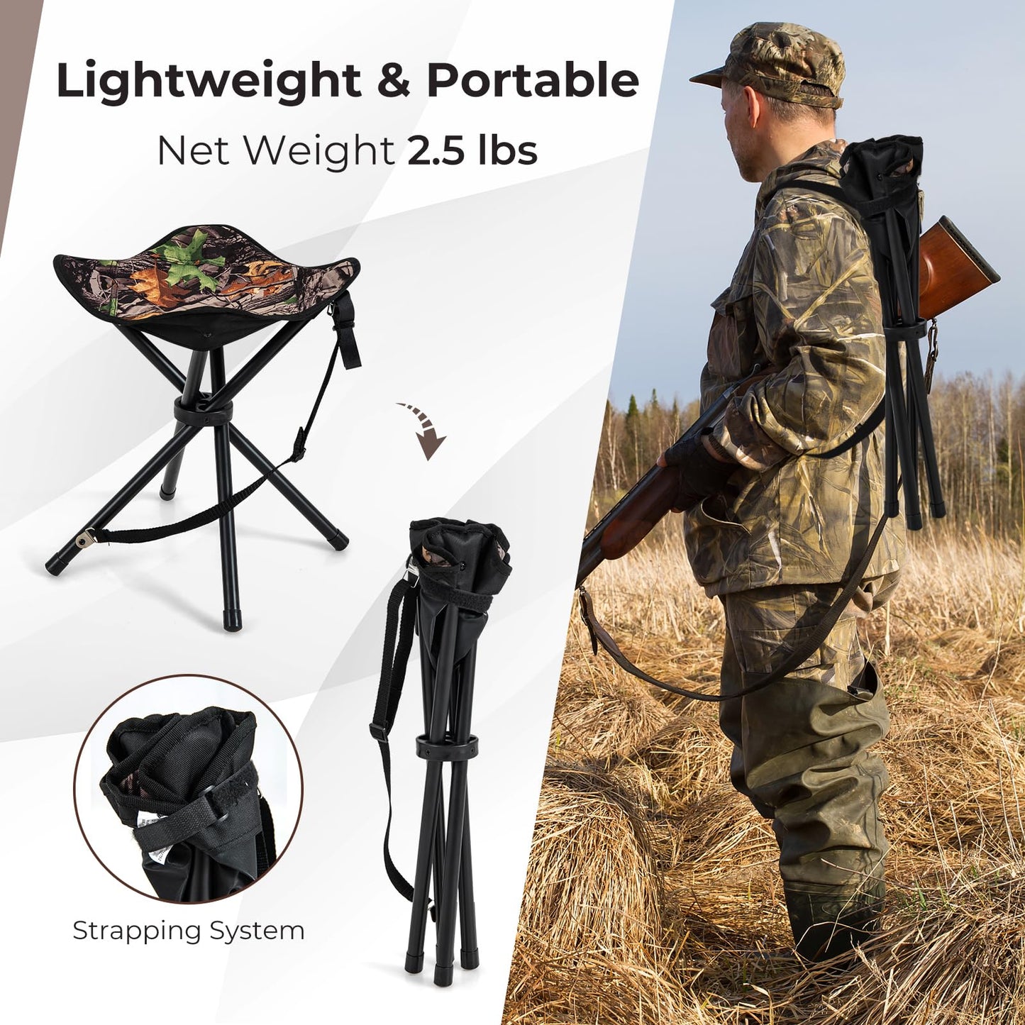 Tangkula 2 Pack Hunting Stool, Heavy-Duty 4 Legged Stool with Camouflage Pattern