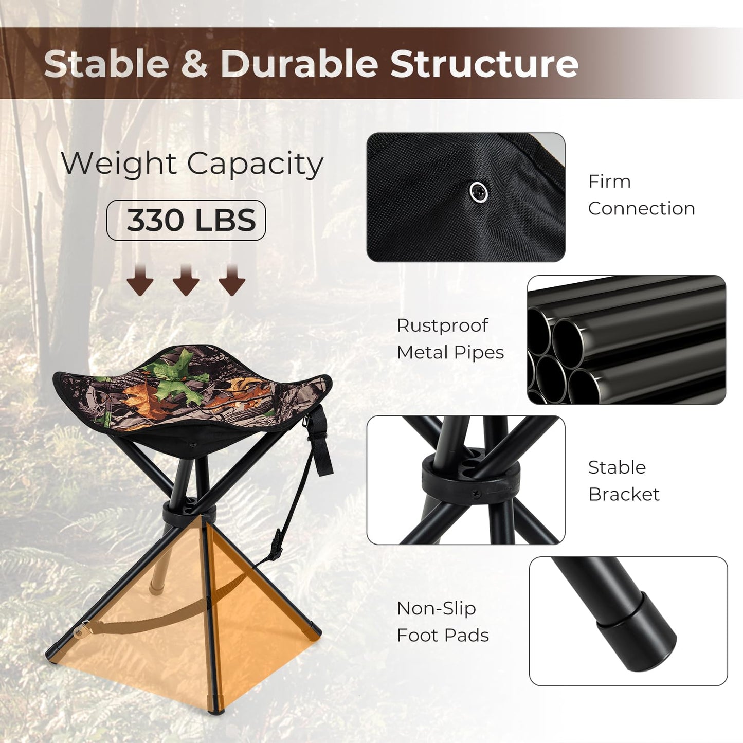 Tangkula 2 Pack Hunting Stool, Heavy-Duty 4 Legged Stool with Camouflage Pattern