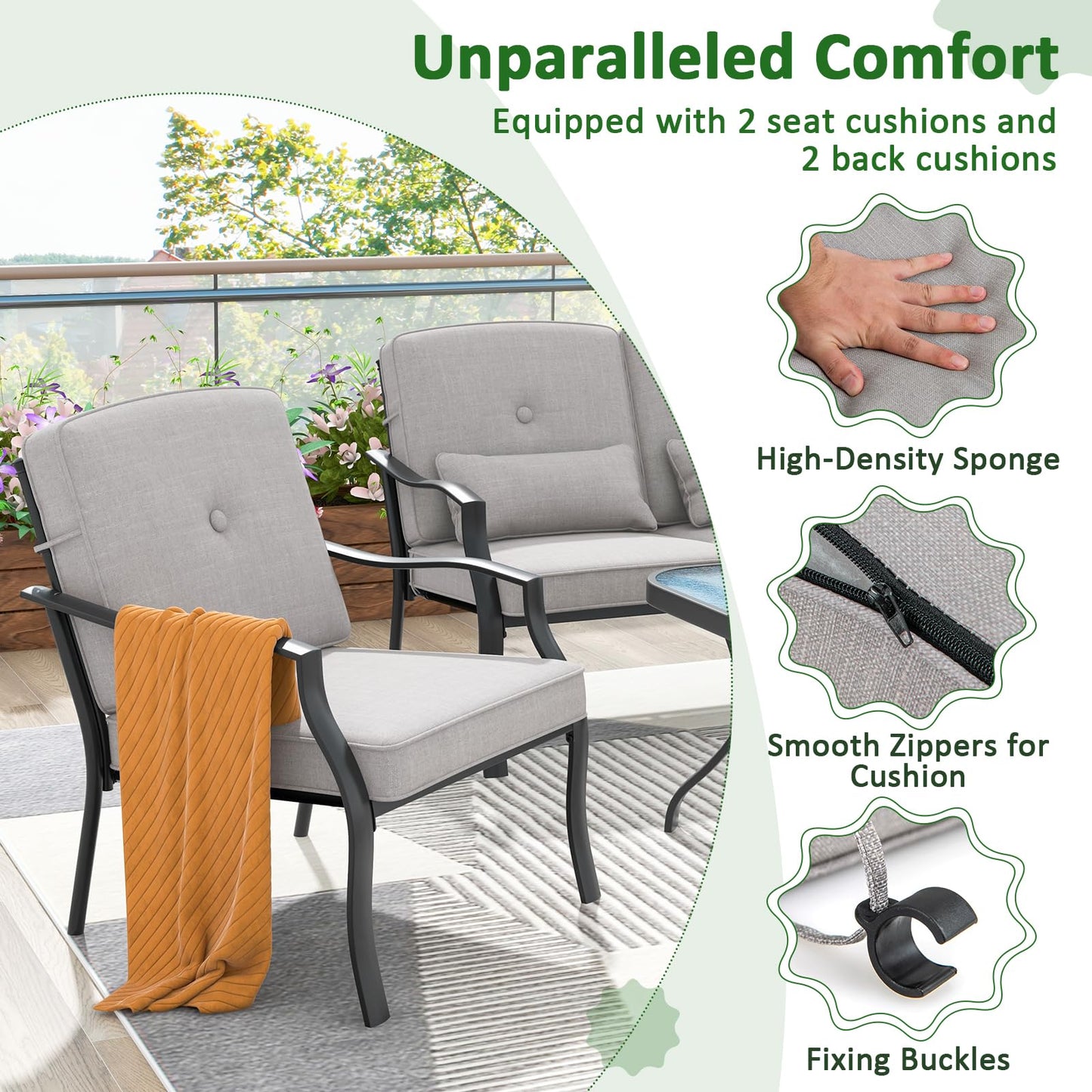 2 Pieces Outdoor Dining Chairs - Tangkula