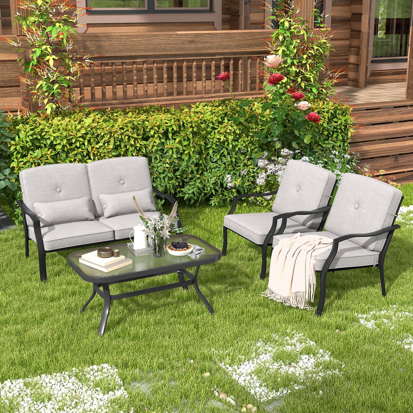 2 Pieces Outdoor Dining Chairs - Tangkula