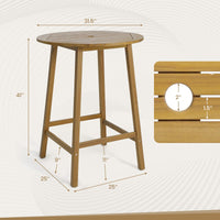 Tangkula 31.5” Acacia Wood Patio Bar Table