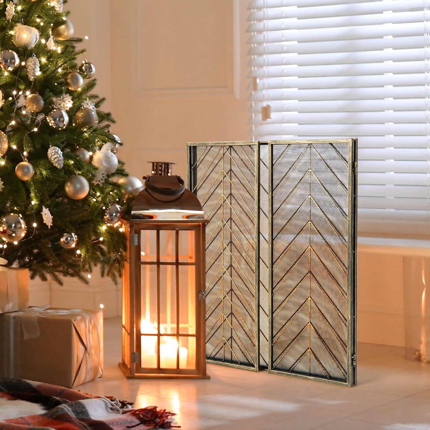 Tangkula 31 x 52.5In 3-Panel Fireplace Screen