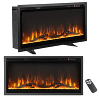 Tangkula 50 Inches Electric Fireplace Inserts, Recessed, Wall Mounted and Freestanding 1500W Slim Fireplace Heater with Remote Control