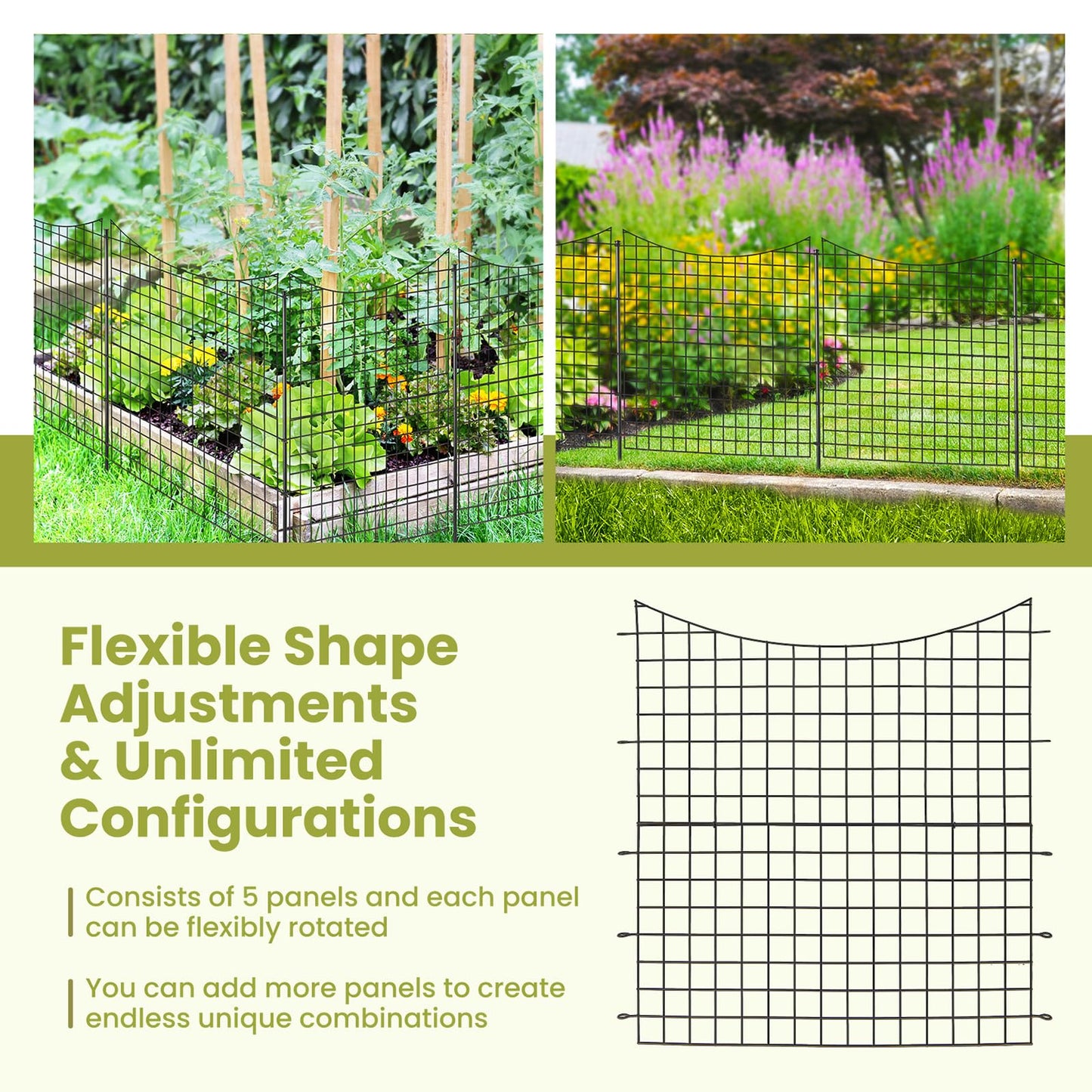 Tangkula 39 in(H) x 14.5 ft(W) Decorative Garden Fence