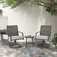 Tangkula 3 Piece Patio Swivel Chair Set, Wicker Swivel Chairs