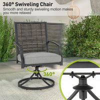 Tangkula 3 Piece Patio Swivel Chair Set, Wicker Swivel Chairs