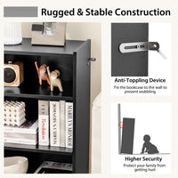 3 Tier Bookcase, Floor Standing Open Bookshelf with 18-Position Adjustable Shelves - Tangkula