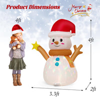 Tangkula 4 FT Lighted Christmas Inflatable Snowman with 360° Rotating Colorful LED Light