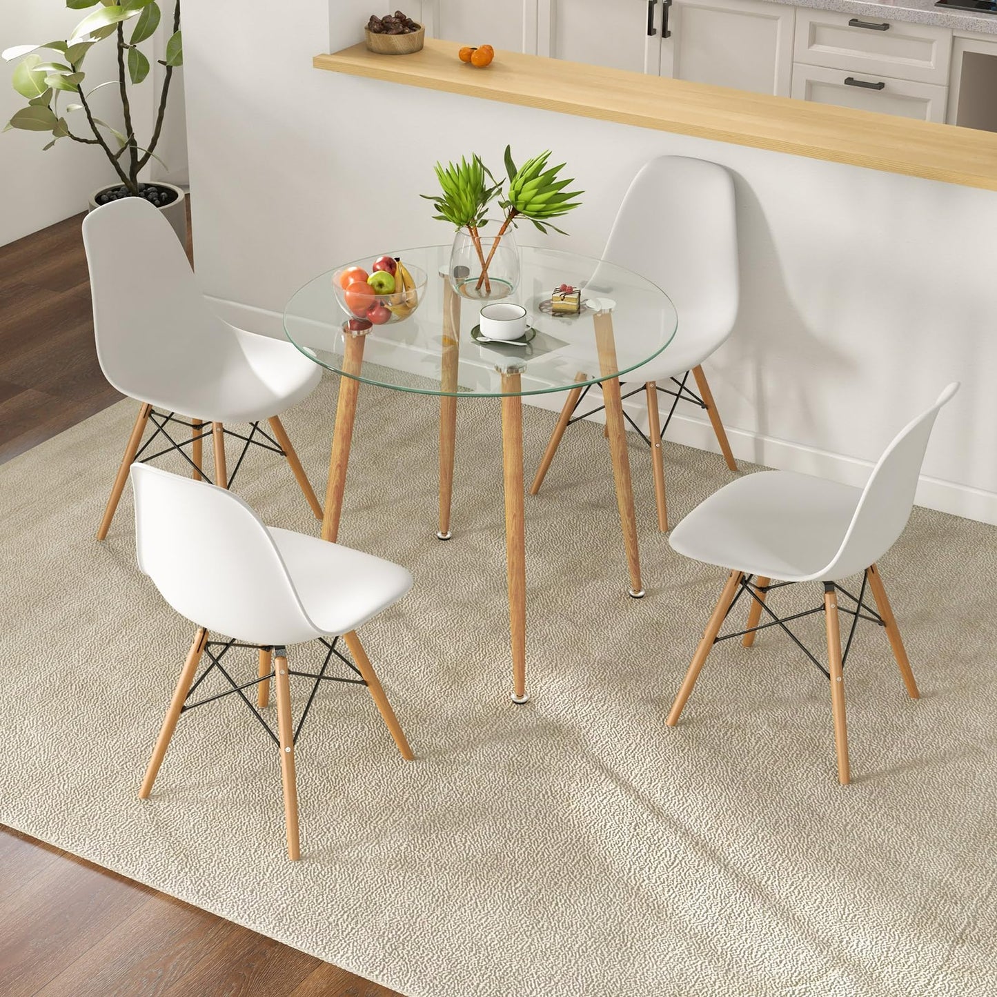 Tangkula 5-Piece Dining Table Set for 4, Kitchen Table Set with PET Seat