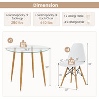 Tangkula 5-Piece Dining Table Set for 4, Kitchen Table Set with PET Seat