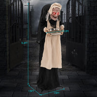 Tangkula 5.2FT Halloween Animated Standing Greeter Old Lady with Candy Dish