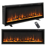 Tangkula 50 Inches Electric Fireplace Inserts, Recessed, Wall Mounted and Freestanding 1500W Slim Fireplace Heater with Remote Control