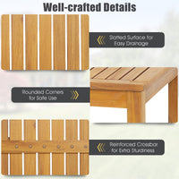 Tangkula 5 Piece Outdoor Acacia Wood Bar Table Set, 45" Rectangular High Top Table with 4 Saddle Seat Bar Height Stools