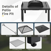 Tangkula 5 Piece Patio Dining Set, Heavy-Duty Rocking Chairs with 4-in-1 Fire Pit Table