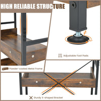 Tangkula 6-Tier Bookshelf, 70” Tall Industrial Bookcase w/Open Shelves & 4 Hooks