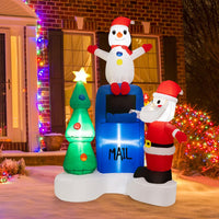 Tangkula 6 FT Lighted Christmas Inflatable Mailbox Santa Claus Snowman Christmas Tree Decoration with Built-in LED Lights
