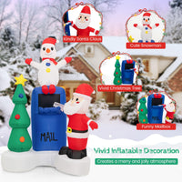 Tangkula 6 FT Lighted Christmas Inflatable Mailbox Santa Claus Snowman Christmas Tree Decoration with Built-in LED Lights
