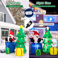 Tangkula 7 FT Lighted Christmas Inflatable Santa Claus & Christmas Tree with Gift Boxes