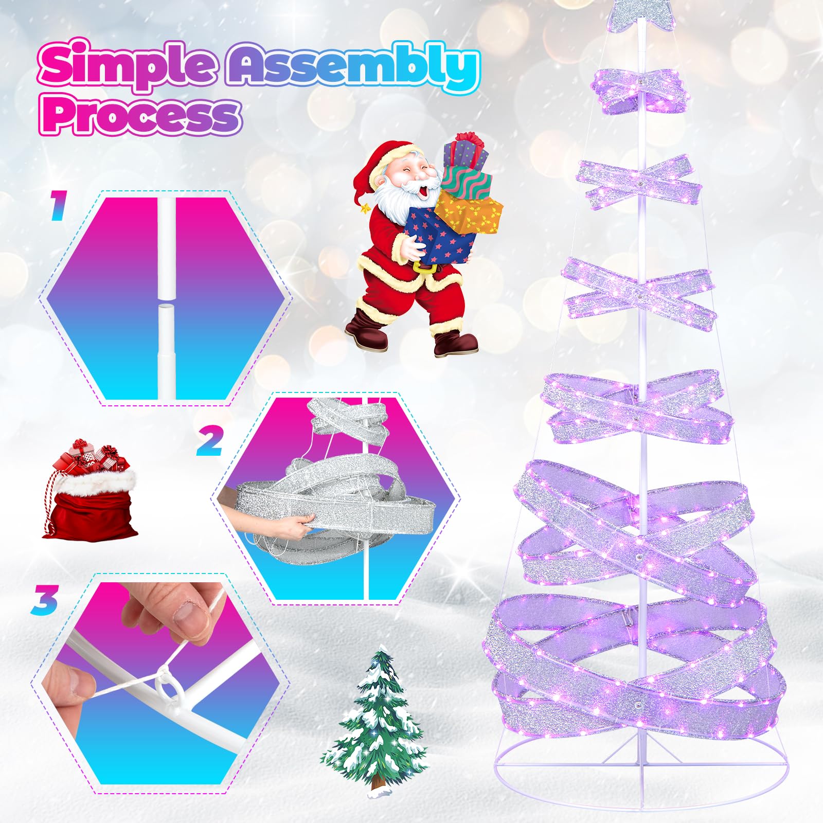 7 FT Lighted Spiral Christmas Tree - Tangkula