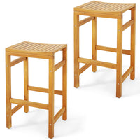 Acacia Wood Bar Stool Set of 2 - Tangkula