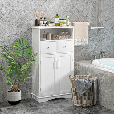 Tangkula Bathroom Cabinet, Freestanding Storage Organizer w/2 Drawers & 2 Doors