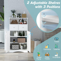 Tangkula Bathroom Cabinet, Freestanding Storage Organizer w/2 Drawers & 2 Doors