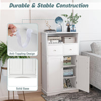 Tangkula Bathroom Cabinet, Freestanding Storage Organizer w/2 Drawers & 2 Doors