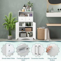 Tangkula Bathroom Cabinet, Freestanding Storage Organizer w/2 Drawers & 2 Doors
