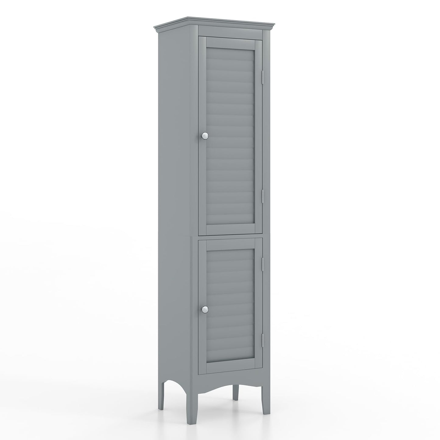 Tangkula Bathroom Storage Cabinet, 63 Inch Tall Narrow Storage Cabinet with 1 Adjustable Shelf and 2 Doors