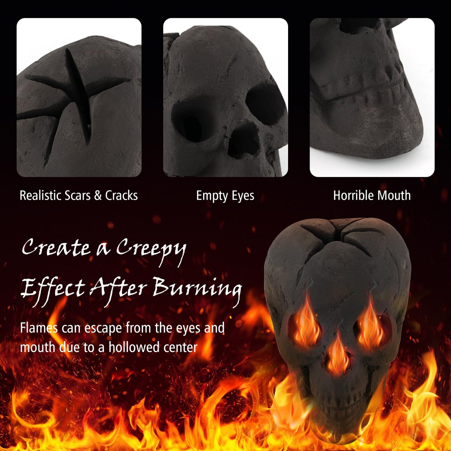 Tangkula Halloween Fire Pit Skull Ceramic