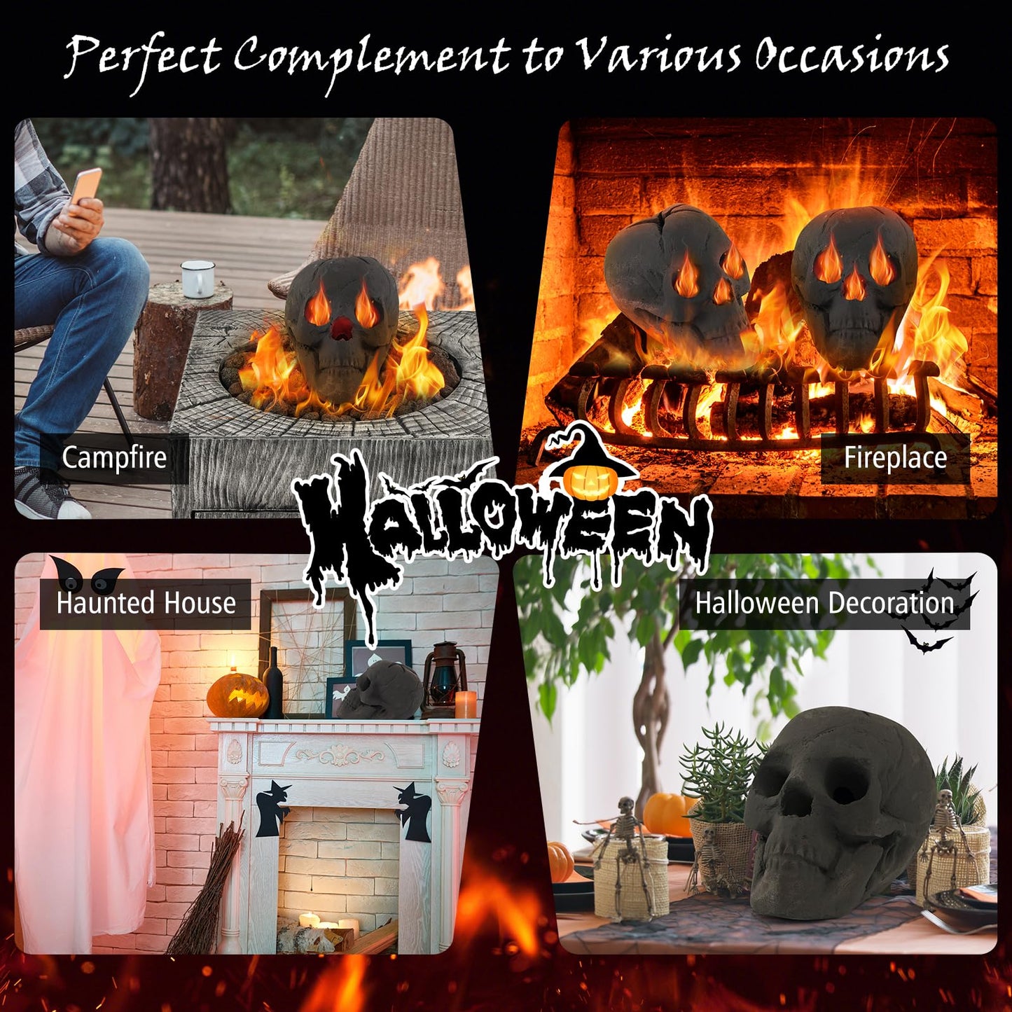 Tangkula Halloween Fire Pit Skull Ceramic