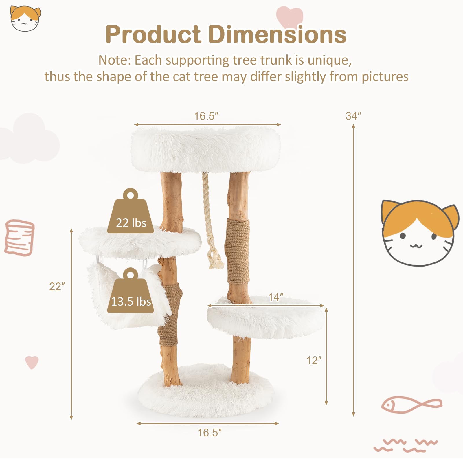 Solid Wood Modern Cat Tower  - Tangkula