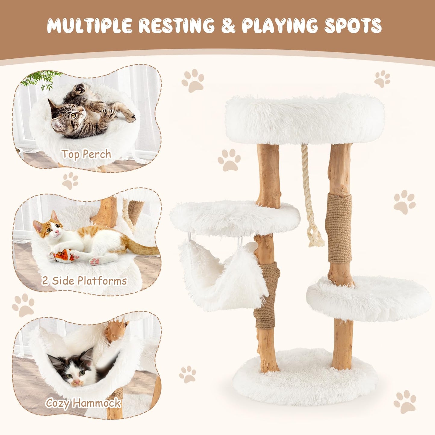 Solid Wood Modern Cat Tower  - Tangkula