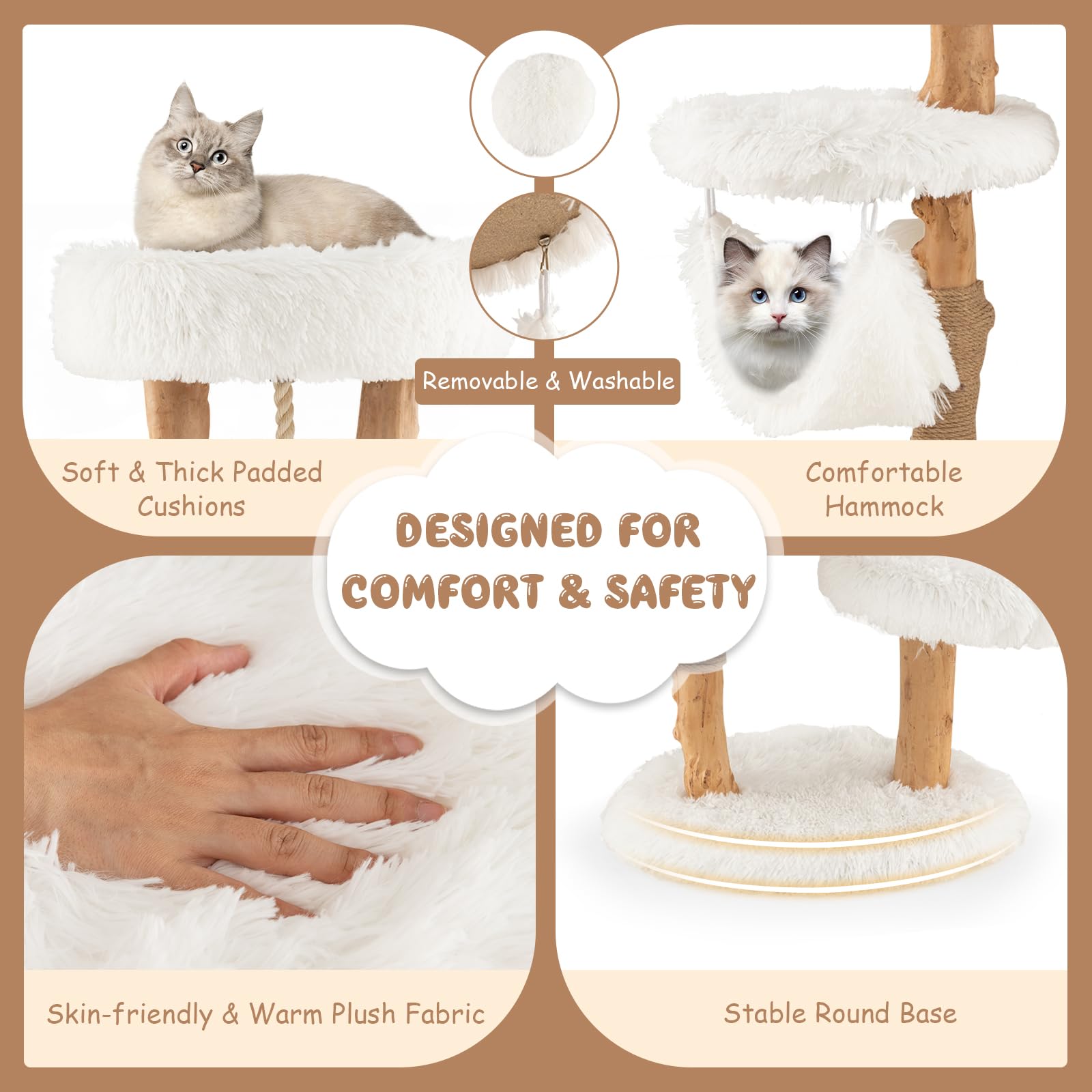 Solid Wood Modern Cat Tower  - Tangkula